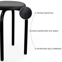 Mesa de Cozinha Bistrô Porto Branco 90cm com 2 Banquetas Industriais M