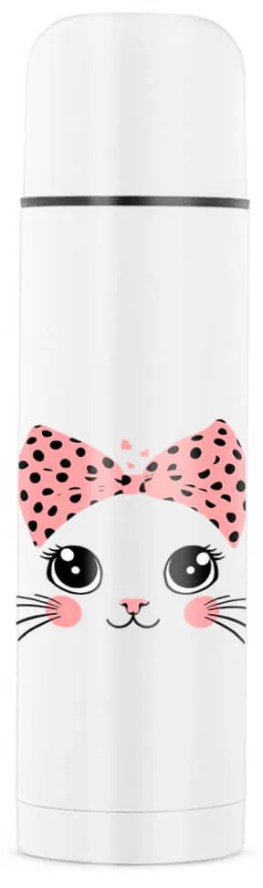 Garrafa Térmica 500 ml Branca Gata Gatinha Miau