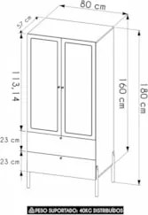 Guarda Roupa Solteiro 80cm Com 2 Portas Arlo Nero Preto A10 - Mpozenat