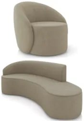 Sofá 4 Lugares 220cm Wendi e Poltrona Steve Suede Marrom Rt I01 - Mpo