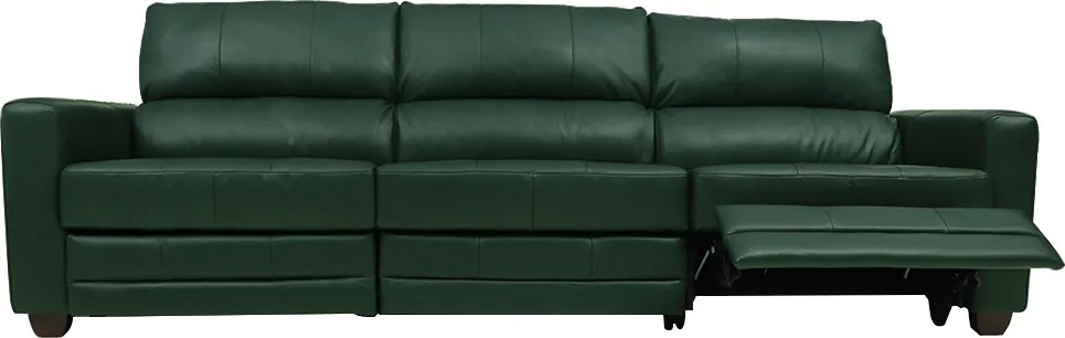 Sofá Sala de Cinema Elétrico Maldivas Reclinável Retrátil 4 Lugares 281cm Couro Verde Brilho G40 - Gran Belo