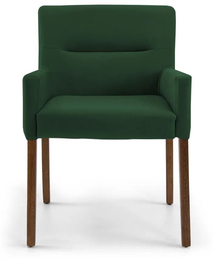 Poltrona Decorativa Sala de Estar Pés Madeira Vicenza Veludo Verde G15 - Gran Belo