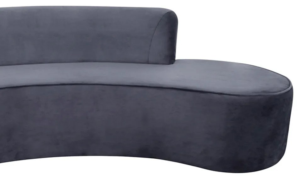 Sofá 3 Lugares Eros D07 Curvo 210cm Braço Esquerdo Veludo Cinza - D'Rossi
