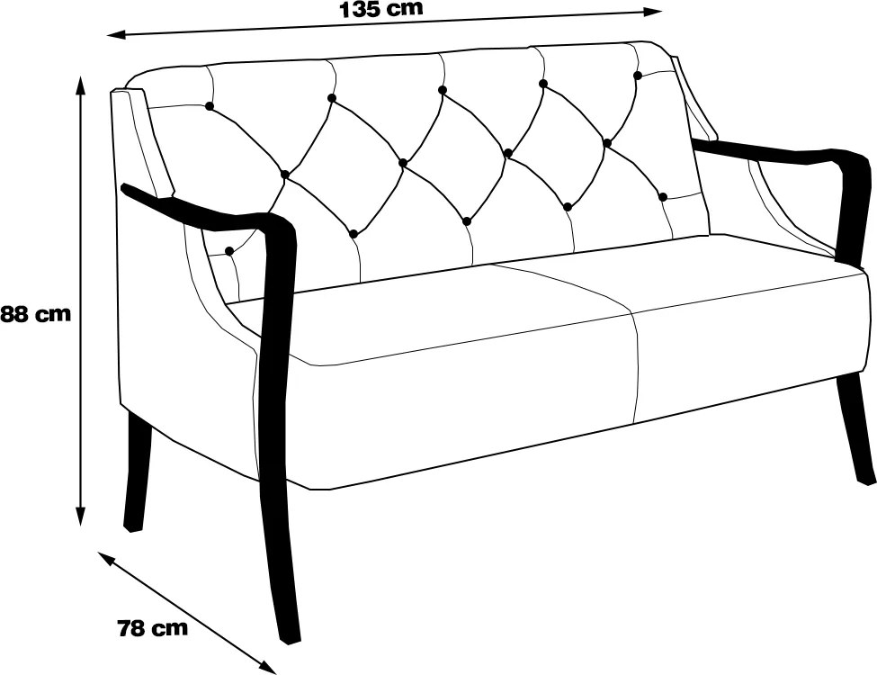 Poltrona Namoradeira Hand 2 Lugares Braços em Madeira PU Preto G45 - Gran Belo