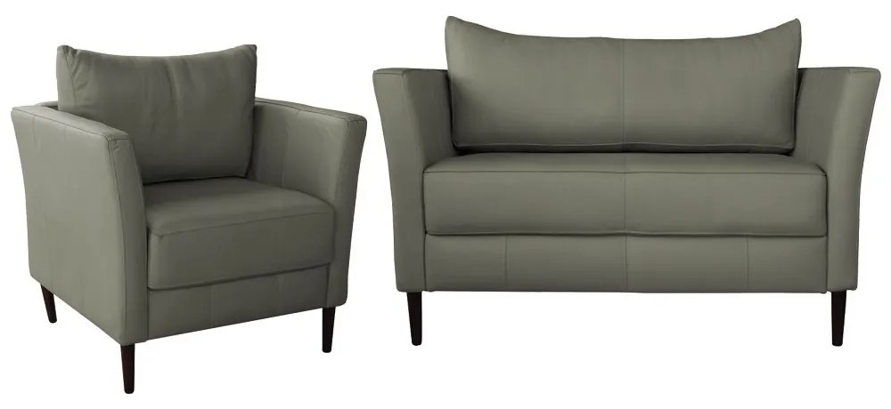 Conjunto Sofá 2 Lugares com Poltrona Pés Palito Lubbock Couro Fendi G58 - Gran Belo