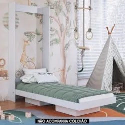 Cama Solteiro Infantil Articulação Vertical Hapi Branco A05 - Mpozenat