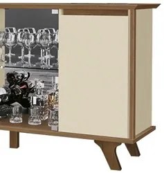 Balcão Buffet 4 Portas 3 Prateleiras Requinte F08 Freijó/Off White - M