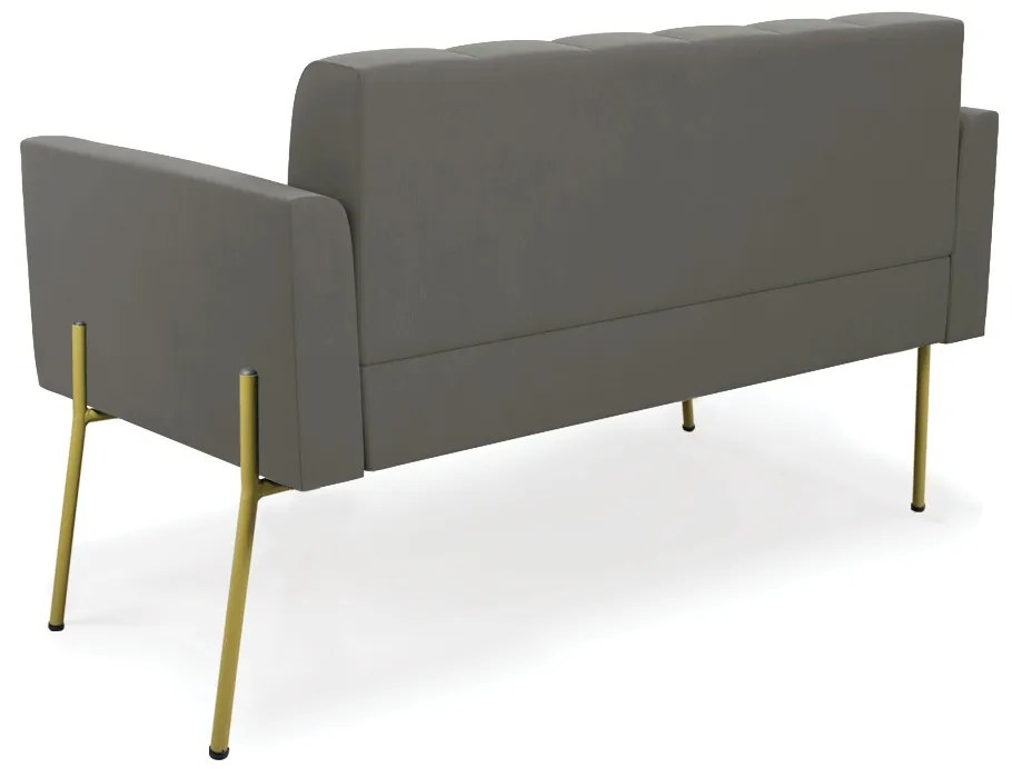 Sofá Namoradeira 2 Lugares Pé de Ferro Dourado Elisa Suede D03 - D'Rossi - Grafite