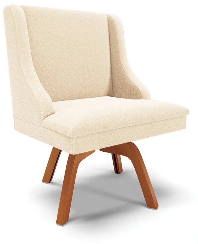 Cadeira Sala de Jantar Giratória MM35 Liz Bouclê D03 - D'Rossi - Bege