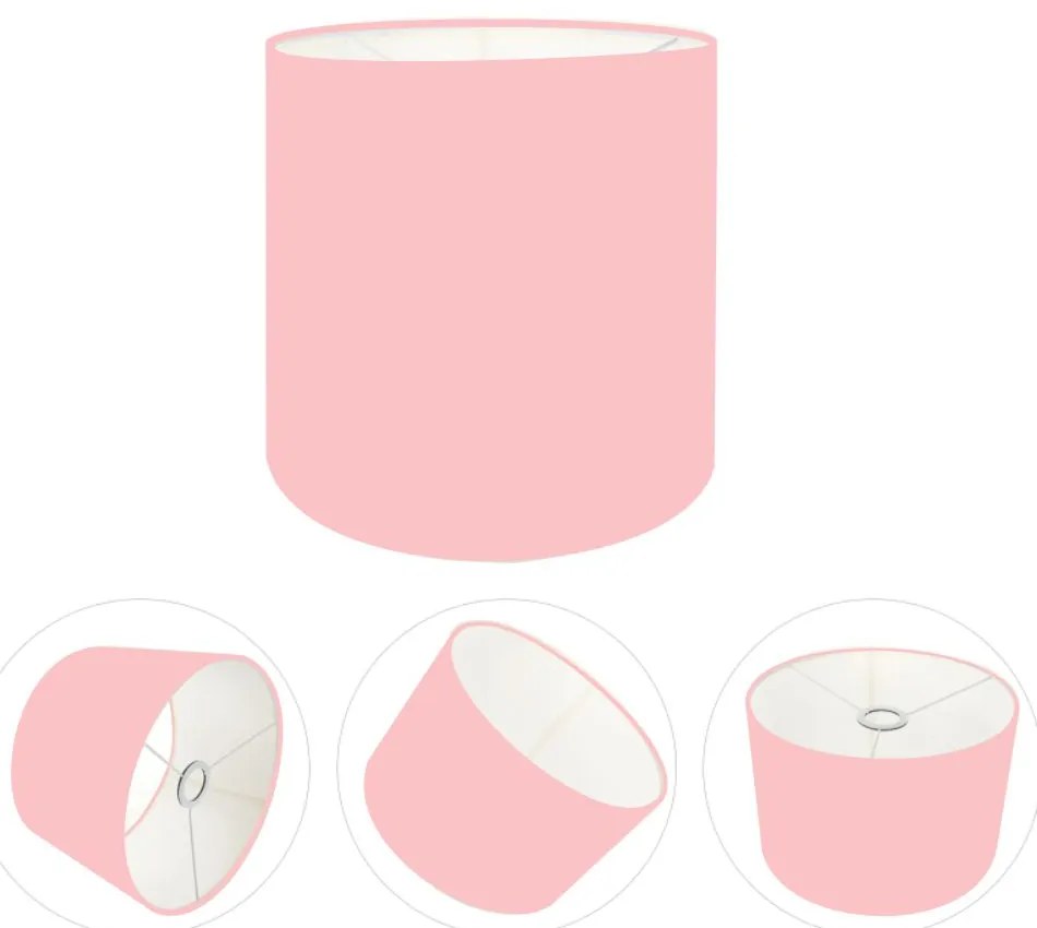 Cúpula Abajur Cilíndrica Cp-8005 Ø18x18cm Rosa Bebê