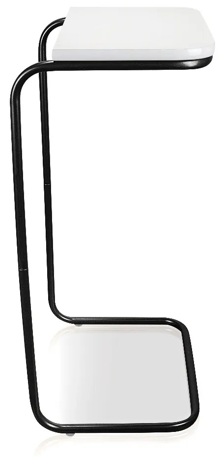 Mesa Lateral Tampo Multiuso para Sofá Base Dourado - D'Rossi - Preto