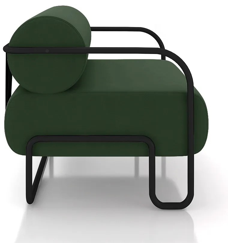 Poltrona Sala de Estar Industrial Preto Ameli Veludo K01 - D'Rossi - Verde Musgo