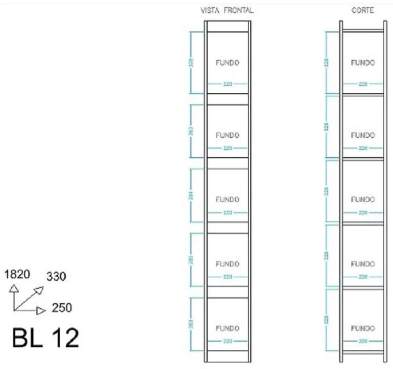 Armário Livreiro Com 4 Prateleiras Bl 12 - Branco