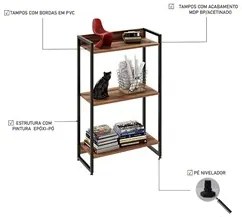 Estante Livreiro Dynamica Industrial 60cm 3 Prateleiras C08 Nogal - Mp