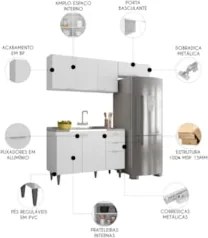 Armário de Cozinha CP03 Com Pia 120cm Pérola Z34 Branco     - Mpozenat