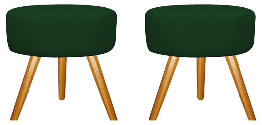Kit 02 Puffs Sofia Palito Mel Suede Verde - ADJ Decor