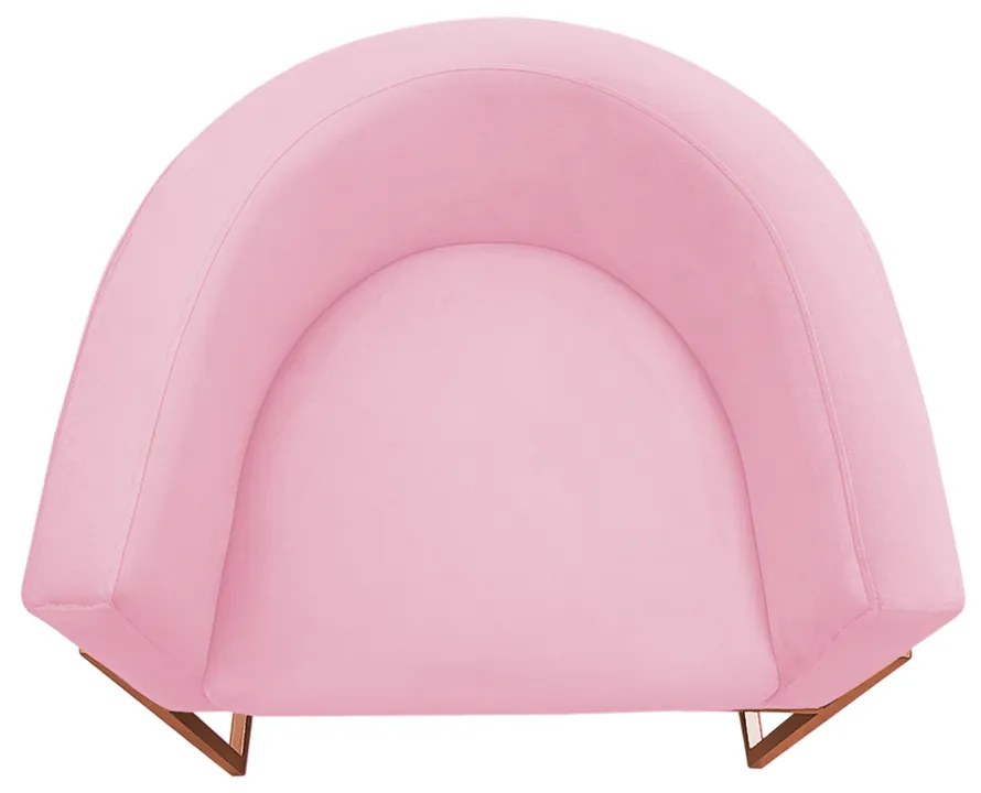 Poltrona Decorativa Base Metal Bronze Luna Veludo Rosa - Sheep Estofados - Veludo Rosa