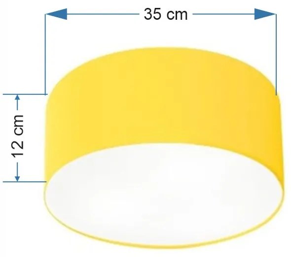 Plafon Cilíndrico Md-3046 Cúpula em Tecido 35x12cm Amarelo - Bivolt