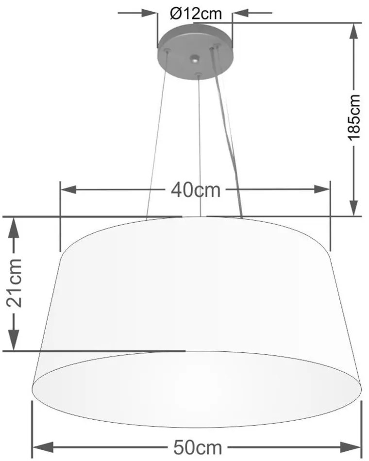 Lustre Pendente Cone Md-4048 Cúpula em Tecido 21/50x40cm Preto - Bivolt