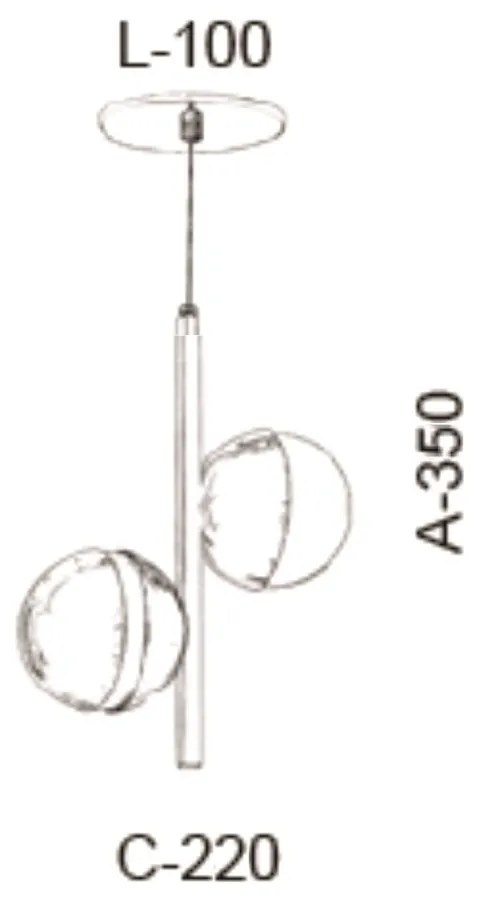 Pendente Vertical C/ Globo Filete Ø22X10X35Cm Metal E Vidro 2 X G9 Glo... (COBRE BRILHO, FOSCO)