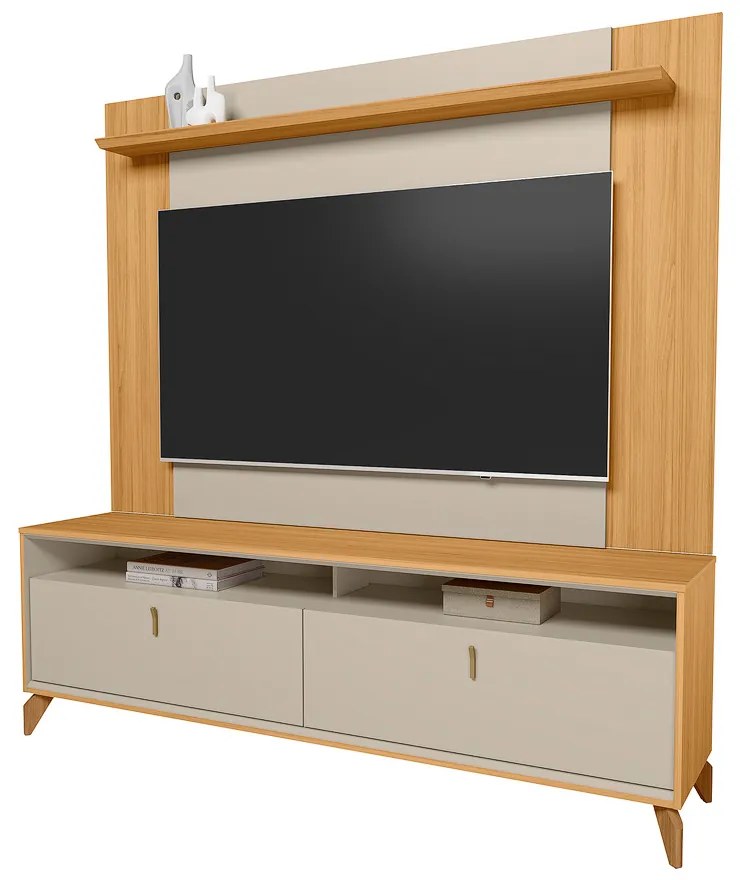 Conjunto Painel Extensível e Rack 180cm Tremonti/Duarte TV até 55 Tauari/Off White G77 - Gran Belo
