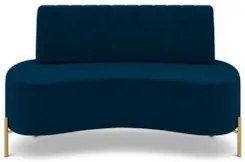 Sofá 2 Lugares 160cm Pés Aço Dourado Tamar Veludo Azul Z08 - Mpozenat