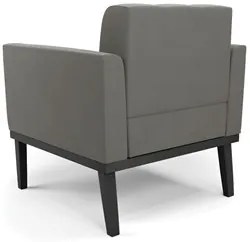 Sofá Namoradeira e 1 Poltrona Base Madeira Preto Ana Suede Grafite - I