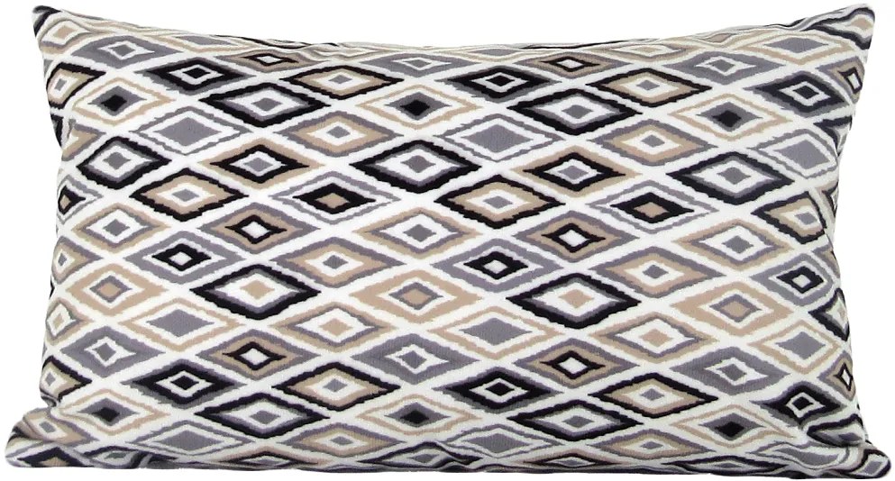 Capa almofada LYON Veludo estampado Losango preto 30x50cm