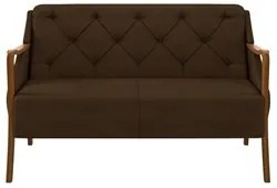 Poltrona Namoradeira 2 Lugares 135cm Capitonê Lapa M22 Veludo Marrom -
