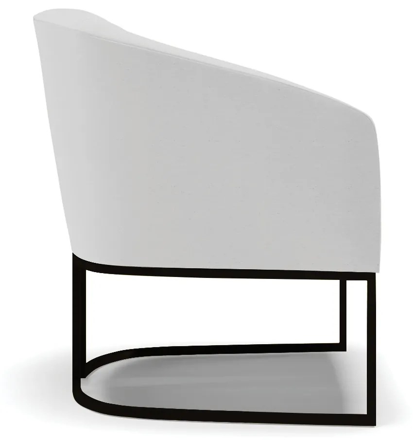 Poltrona Decorativa Industrial Preto Kit 2 Stella Linho Cinza D03 - D'Rossi
