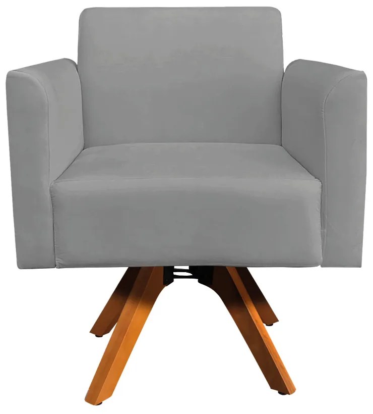 Kit 02 Poltronas Giratória Marisa Suede Grafite Base Madeira MM30
