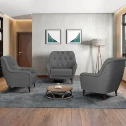 Poltrona Decorativa para Sala de Estar com Capitonê Pietà Z32 Linho Ci
