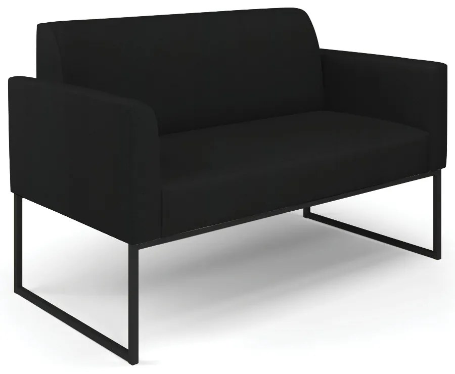 Sofá Namoradeira com 2 Poltronas Base Industrial Preto Marisa Linho D03 - D'Rossi - A79 Preto