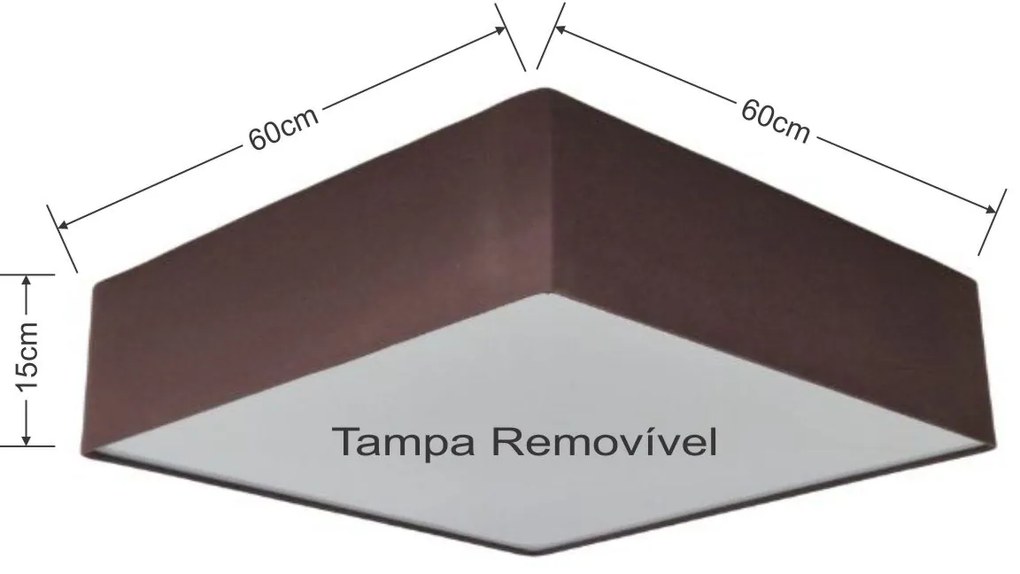 Plafon Quadrado Md-3052 Cúpula em Tecido 60x60x15cm Café - Bivolt