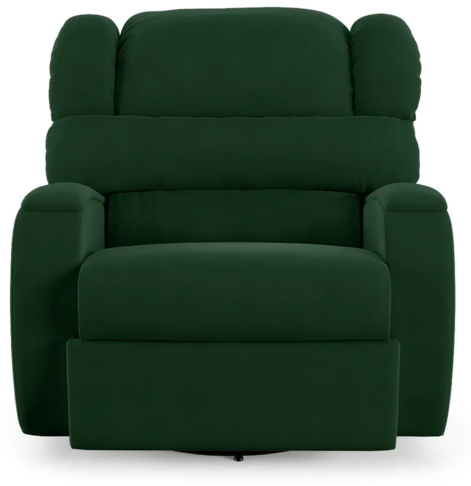 Poltrona do Papai Sala de Cinema Reclinável Kylie Glider Manual Giratória Massagem USB Veludo Verde Esmeralda G23