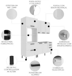 Armário Cozinha 3 Peças Balcão Para Pia CP4B Zaya Branco T01 - Mpozena