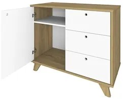 Conjunto Escritório Home Office 3 Peças Elai A06 Olmo/Branco - Mpozena