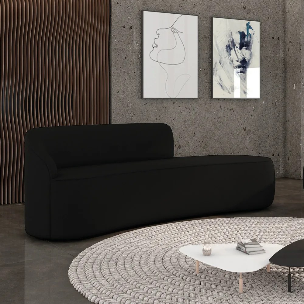 Sofá 4 Lugares Orgânico 220 cm Morgan Suede D03 - D'Rossi - Preto