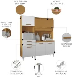 Armário de Cozinha Compacta 182cm Noir Cinamomo/Branco A15 - Mpozenato
