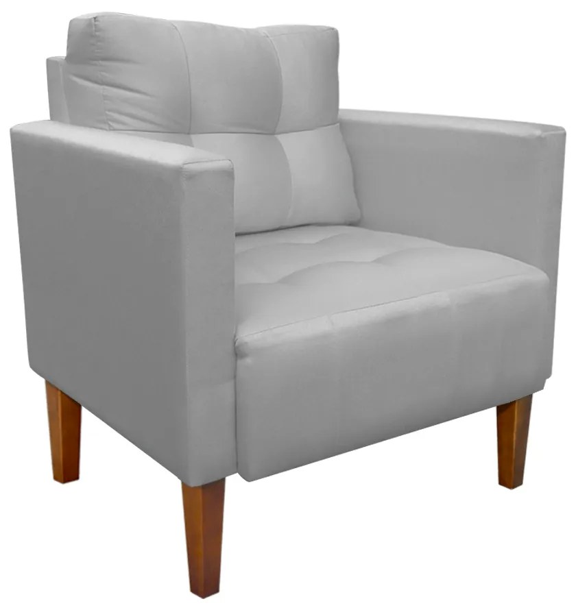 Kit 1 Sofá Namoradeira e 2 Poltronas Livia Suede Cinza Pés Chanfrado Castanho - D'Rossi