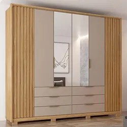 Guarda Roupa Casal Com 2 Espelhos 6 Portas Martin C01 Buriti/Fendi - M