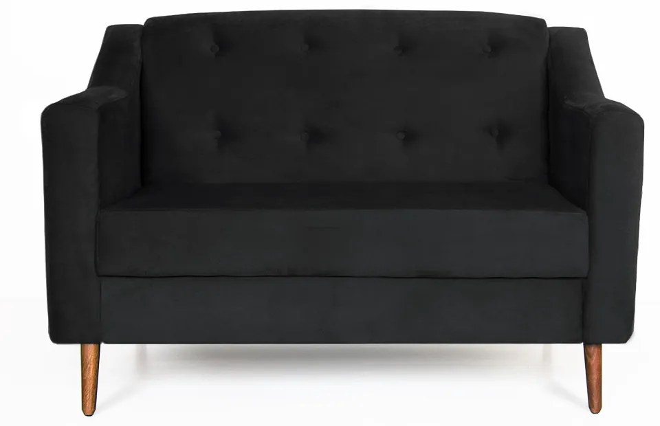Namoradeira Bruna 1,20 m 2 Lugares Pés Palito Suede Preto