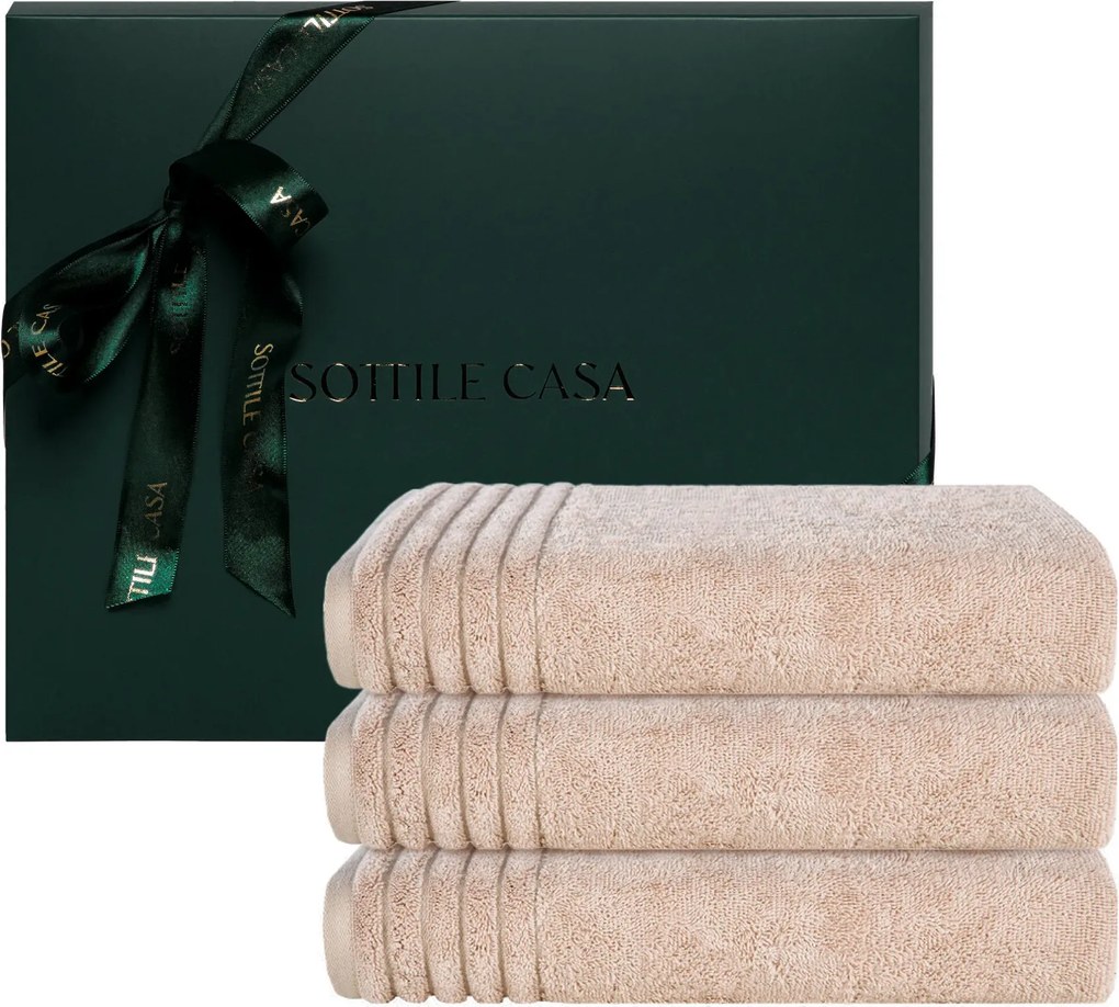 Kit 3 Toalhas de Rosto Trussardi 100% Algodão Imperiale c/ Caixa de Presente Verde- Nocciola  Nocciola