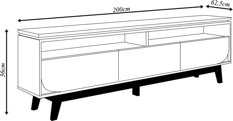 Bancada Decorativa Saiko MDP Pintura UV 3 Gavetas Corrediças Telescópicas até 75 Cumaru/Opala G97 - Gran Belo