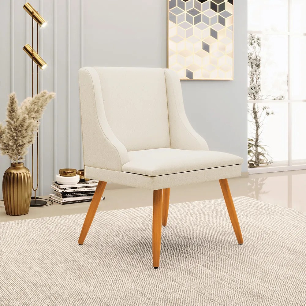 Kit 2 Cadeiras de Jantar Liz Linho Pés Palito Castanho D03 - D'Rossi  - A19 Bege