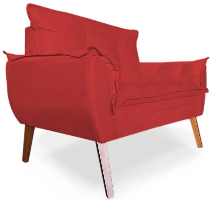 Poltrona Namoradeira Apolo Pés Madeira Suede Vermelho - Sheep Estofados - Vermelho
