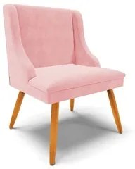 Kit 6 Cadeiras Estofadas para Sala de Jantar Pés Palito Lia Suede Rosa