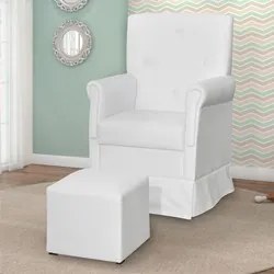 Poltrona de Amamentação Balanço e Puff Suzí Sintético Branco - Phoenix