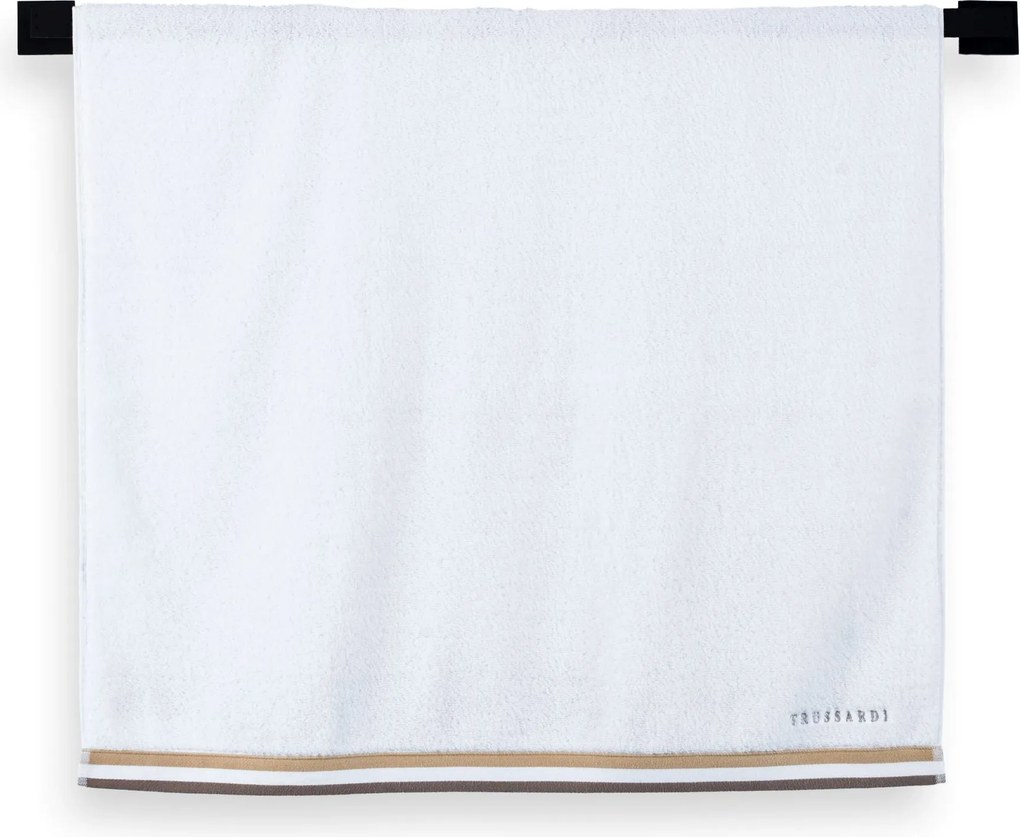 Toalha Banhão Trussardi Montello Branco Barra Bege