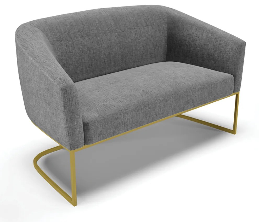 Namoradeira e 2 Poltronas Base Industrial Dourado Stella Linho D03 - D'Rossi - A26 Grafite